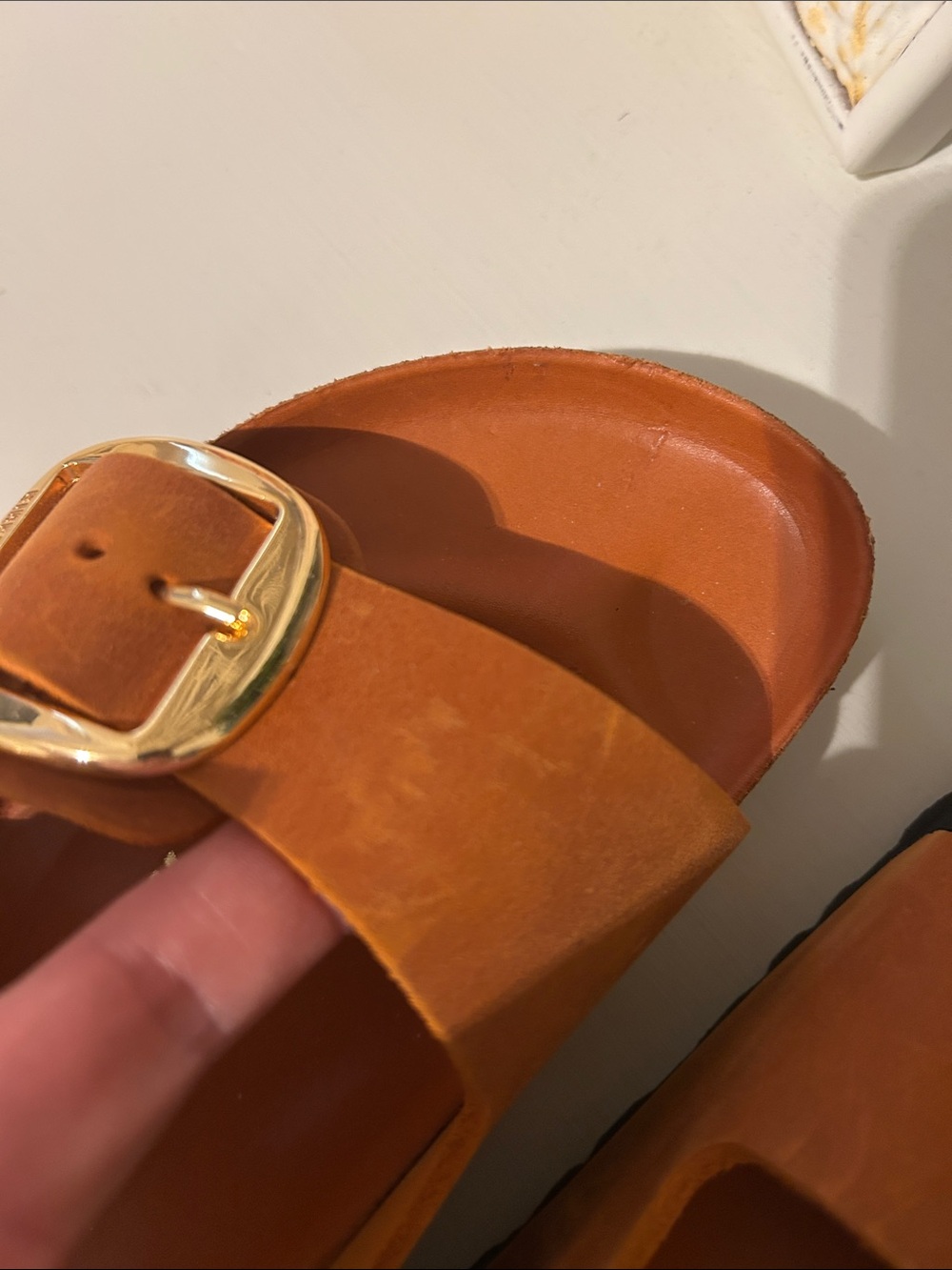 Birkenstock 37 Arizona Orange Leather Double Buckle Slide Sandals NWOT - Picture 7 of 7